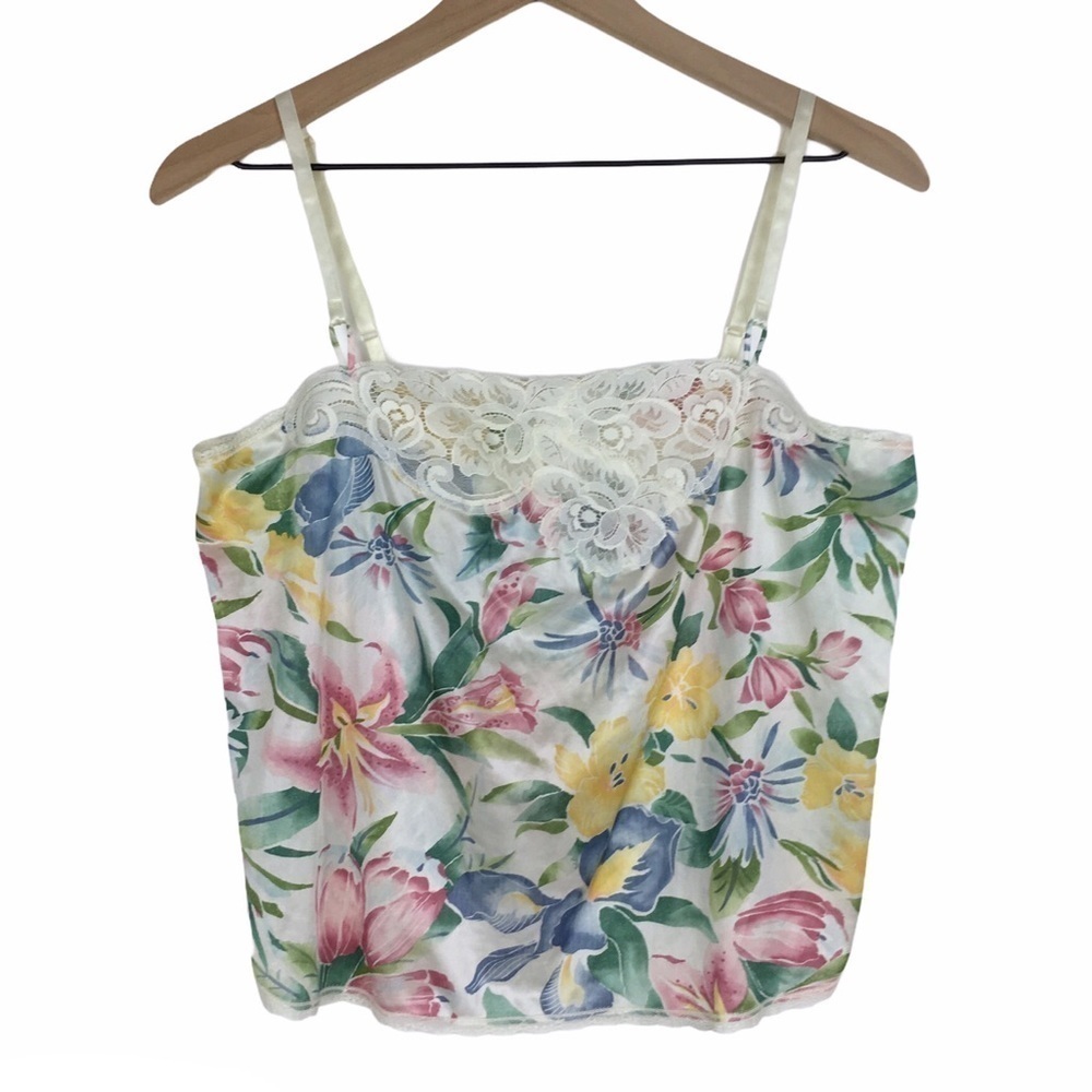 VANITY FAIR Vintage Cami Camisole Lace Floral Tropical Retro Lingerie Size 36